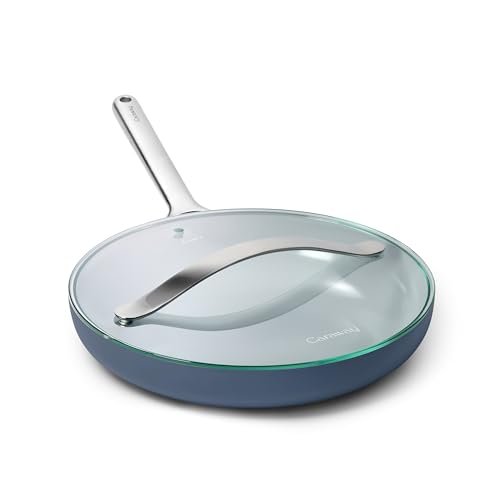 12" Non Stick Ceramic Frying Pan with Glass Lid (1x 12 IN / Navy)
