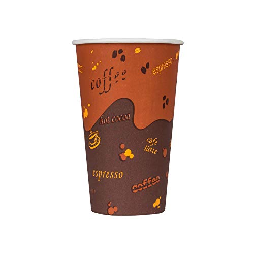 16 oz Paper Hot Coffee Cups [1000 ct] Disposable (16 OZ / Café Theme)
