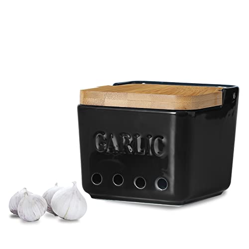 Garlic Keeper with Lid (Black)