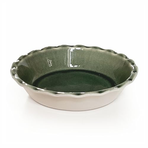 Made In France 175th ANNIVERSARY PIE DISH (10.2" Round / Green/Ivory)
