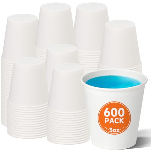 600 Pack 3 oz Bathroom Paper Cups for Mouthwash (White / 3 oz)