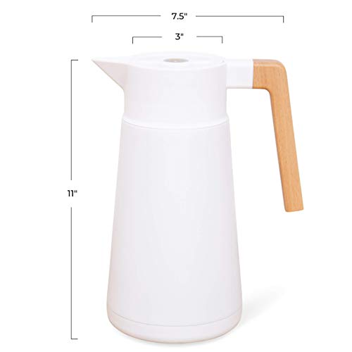 Thermal Coffee Carafe Brews Up to 68 Oz Insulated (White)