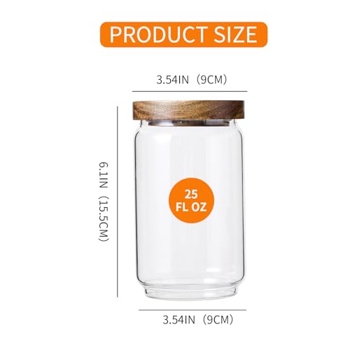 Glass Storage Jars with Wood Lids 25 Oz (25 OZ SET OF 3)