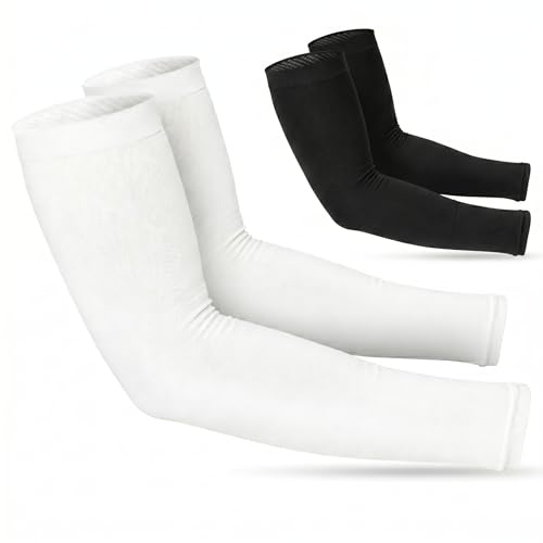 Women’s Cooling Arm Sleeves (2 Pairs: 1 Pair White + 1 Pair Black / One Size)