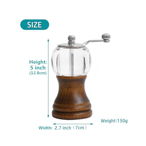 Manual Pepper Mills Wooden Salt Pepper Grinder Set Kitchen Utensils Gadget (Walnut color 2pcs-5in)
