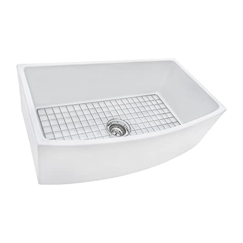 33 in White Bow (33 Inch - Curved - Single Bowl)