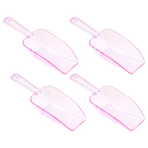 4Pcs Clear Plastic Ice Scoop for Freezer (Pink)