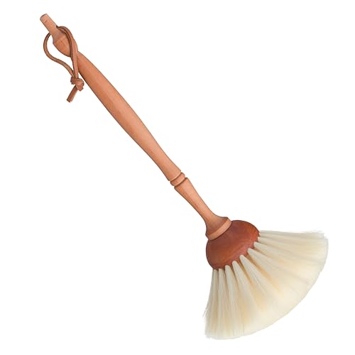 Goat Hair Dust Brush with Oiled Pearwood Handle (Light With Black Dot)