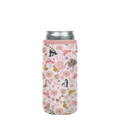 CanSok Sleeve for Beer & Soda Insulated Neoprene Cover (Wild About Mom / 12oz Slim Can Sleeve)