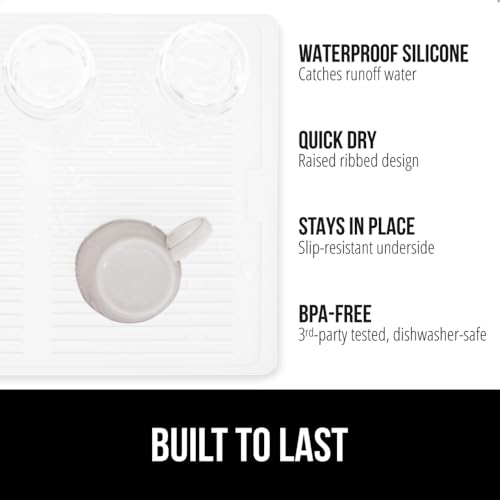 Patented BPA Free Silicone Dish Drying Mat (13" x 11" / Silicone / White)