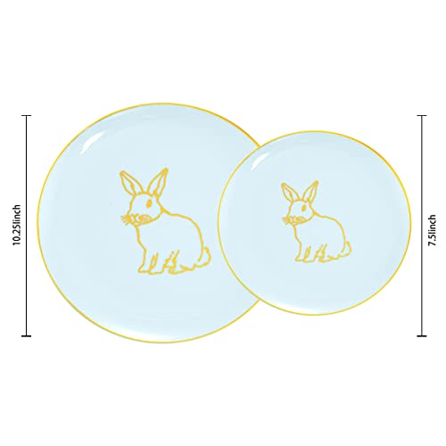 60 Pieces Easter plates with Gold Bunny (Bunny / 60)