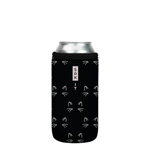 CanSok Sleeve for Beer & Soda Insulated Neoprene Cover (Mystical Meows / 16oz Can Sleeve)