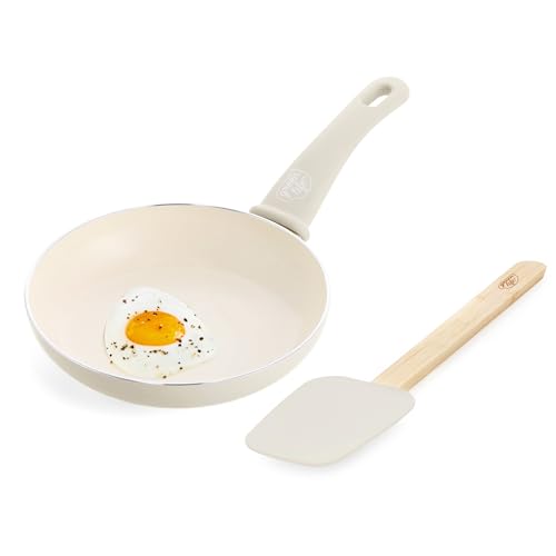 Soft Grip 8” Frypan Skillet and Spatula Breakfast Cookware Set (8" Frypan + Spatula / Cream)