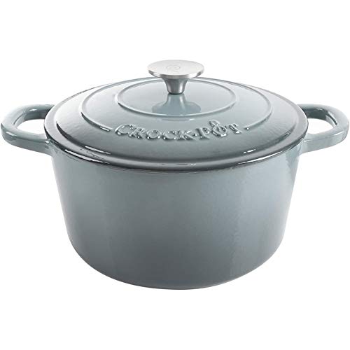 Artisan 7 Quart Round Enameled Cast Iron Dutch Oven (Slate Gray / 7-Quart)
