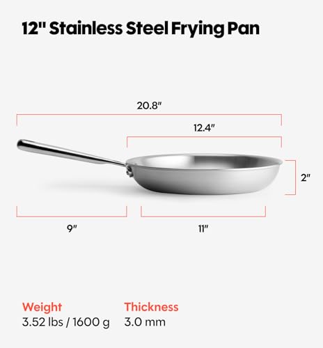 5 Ply Stainless Steel 12" Frying Pan (12 Inch)