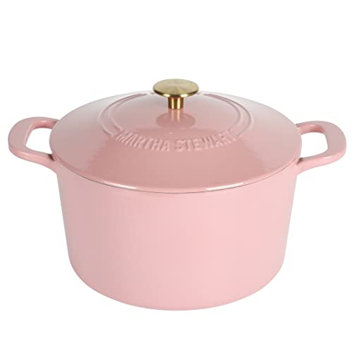Gatwick 7 Quart Enamel Cast Iron Dutch Oven Pot with Lid (Pink / 7-Quart)