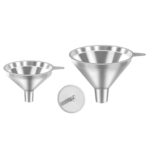 3 Piece Stainless Steel Kitchen Funnel Set for Kitchen Bottle Filling (3 Count)