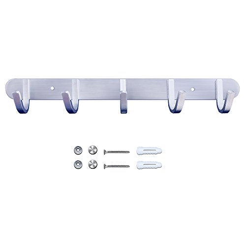 Coat Hook Rail Brushed Nickel 14 (5 Hooks)