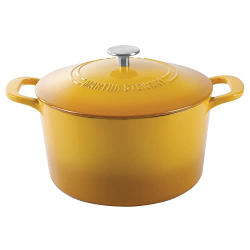 Gatwick 7 Quart Enamel Cast Iron Dutch Oven Pot with Lid (Yellow / 7-Quart)