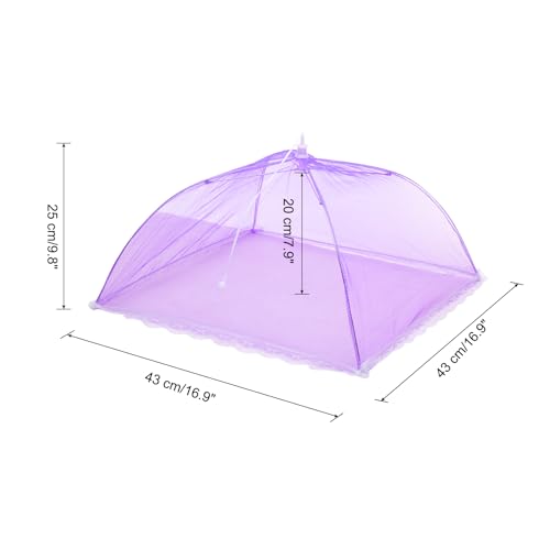 3 Pcs Large and Tall Food Covers 17" Mesh Food Covers for Outdoors Collapsible Food Protector Covers Tent for Parties Outdoor Picnics BBQs (17" / Purple)