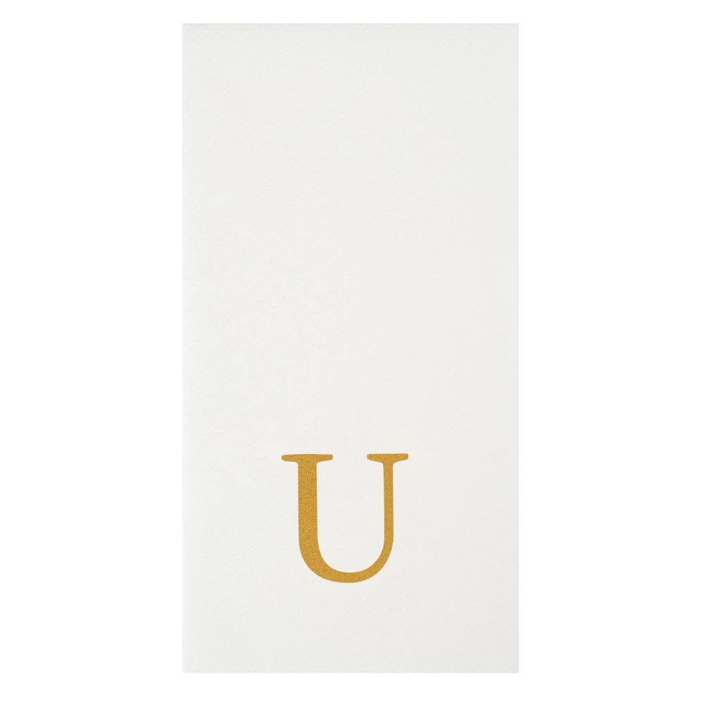 Paper Rectangle Gold Letter U Linen (Gold / 50 Count / U)