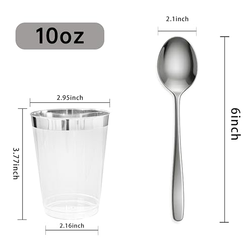 100PCS Silver Plastic Cups (10-Silver-100)
