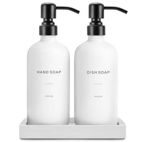 Kitchen Soap Dispenser Set (White Bottle & Black Pump)