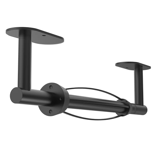Black Paper Towel Holder Under Cabinet with Damping Self Adhesive (Matte Black / One Hand Tear Holder)
