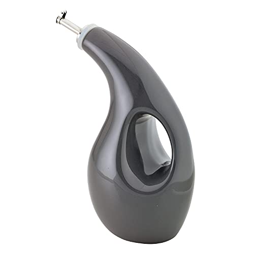 48465 Ceramic EVOO Oil and Vinegar Dispensing Bottle with Spout (Dark Gray / 24 Ounces)