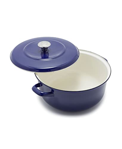 7QT Round Dutch Oven Casserole Pot with Lid (7QT Covered Casserole / Cobalt Blue)