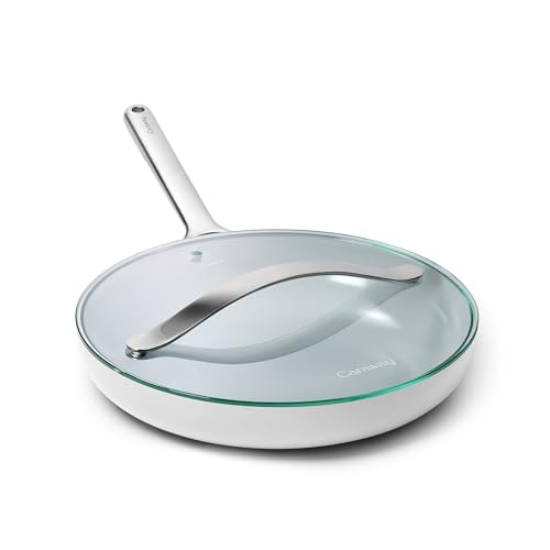 12" Non Stick Ceramic Frying Pan with Glass Lid (1x 12 IN / Gray)