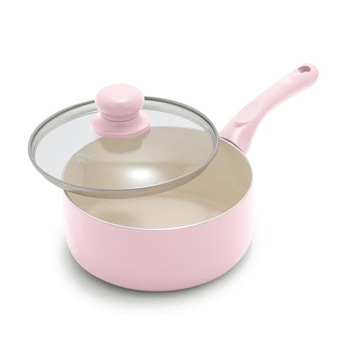 2QT Ceramic Nonstick Saucepan with Lid (2 Quarts / Blush Pink)