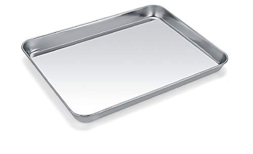 Baking Sheet Stainless Steel Cookie Sheet Baking Pan Tray for Toaster Oven Size 9 x 7 x 1 Inch