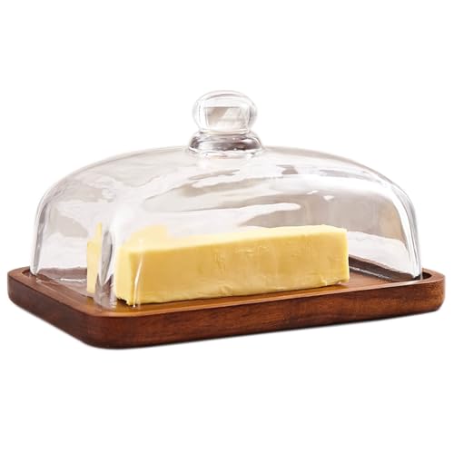 Glass butter dish with lid