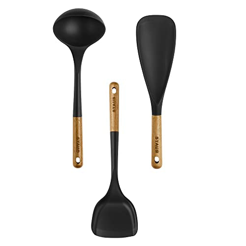 Silicone with Wood Handle 3 (3-pc / Matte Black)