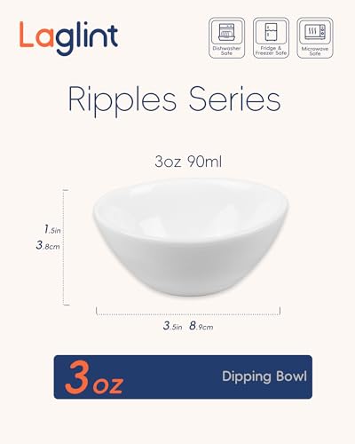 3 OZ White Dipping Bowl Set of 6 (Angel White / 3 OZ - Dipping Bowls)