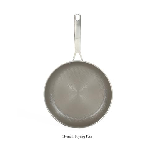 Badgley Hybrid Nonstick 11 Inch TriPly Stainless Steel Large Fry Pan & Stay Cool Handle (Triply Stainless / 11" Fry Pan)