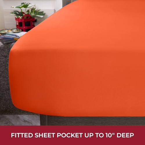 Iconic 4-PC, Ultra Soft Sheet Set (RV/Short Queen, Poppy Orange) (1667 Poppy Orange / RV / Short Queen)