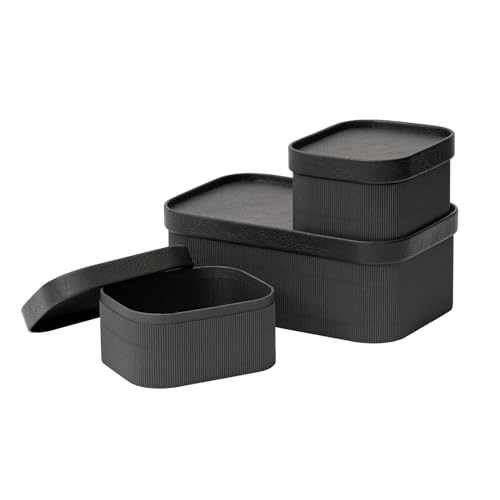 Decorative Storage Boxes with Lids Faux Leather (3 Count)