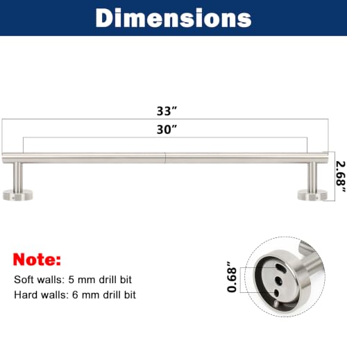 Bath Towel Bar (Brushed Nickel / 33 Inch)