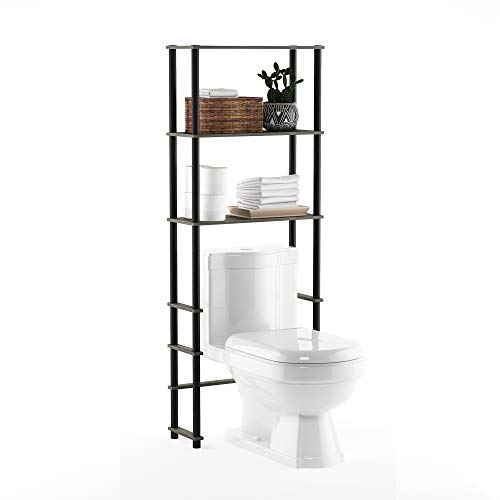 Turn-N-Tube with 3 Shelves Toilet Space Saver, French Oak Grey/Black (French Oak/Black / Basic Rack)