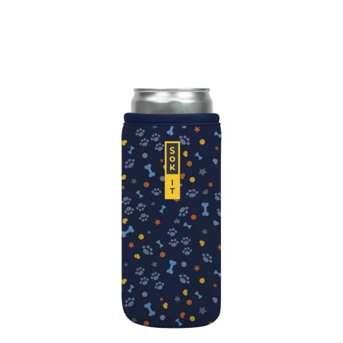 CanSok Sleeve for Beer & Soda Insulated Neoprene Cover (Paws and Bones / 12oz Slim Can Sleeve)