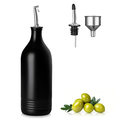 20 Oz Ceramic Olive Oil Dispenser Bottle (20 Ounces / Black)