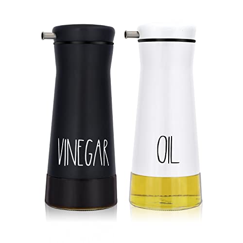 Black and White Oil And Vinegar Dispenser Set (White+Black)
