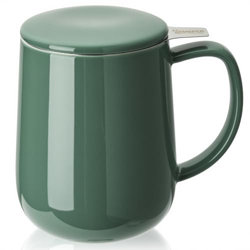 20 OZ Porcelain Tea Mug with Infuser and Lid (Sage Green)