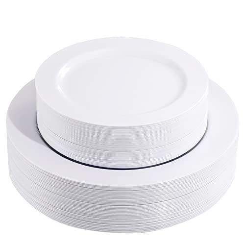 60PCS White Plastic Plates (60 Count)