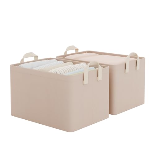 Fabric Storage Bins (Light Brown / 16 ½" L x 12" W x 10 ¼" H)