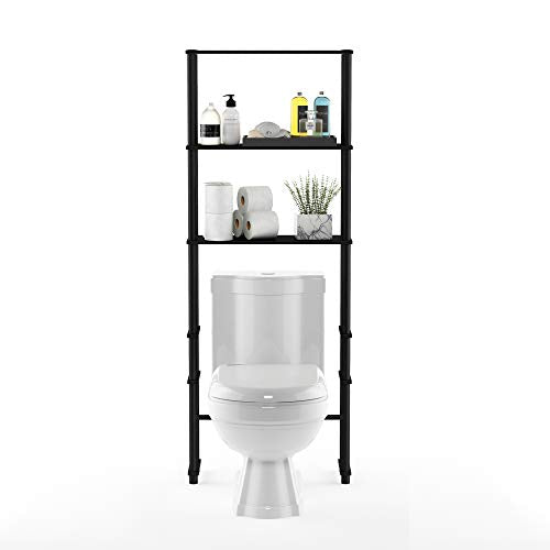 Turn-N-Tube with 3 Shelves Toilet Space Saver, Espresso/Black (Espresso/Black / Basic Rack)