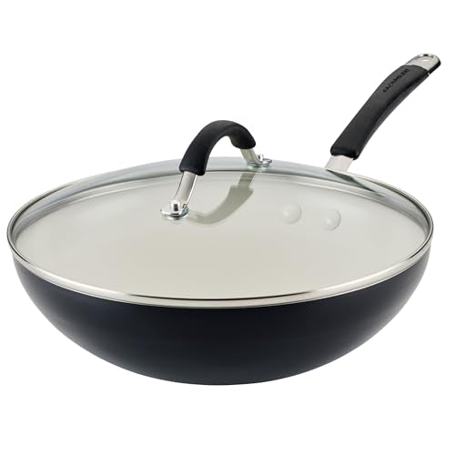Cucina Ceramic Nonstick Stir Fry Pan and Lid (Wok (11") / Peppercorn)