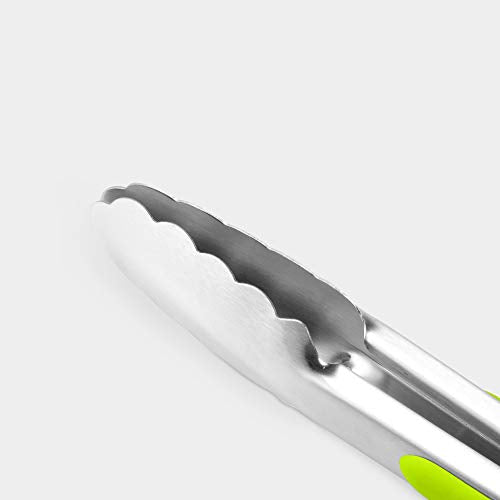Premium 304 Stainless Steel Tongs Set (9" & 12" / Green)